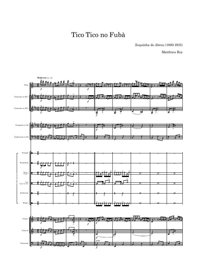 Conducteur Tico Tico no Fubà — première page